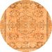 Round Machine Washable Abstract Orange Modern Area Rugs, wshabs2167org