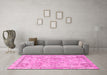 Machine Washable Abstract Pink Modern Rug in a Living Room, wshabs2167pnk