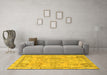 Machine Washable Abstract Yellow Modern Rug in a Living Room, wshabs2167yw