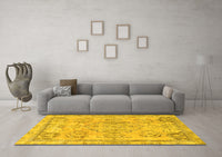 Machine Washable Abstract Yellow Modern Rug, wshabs2167yw