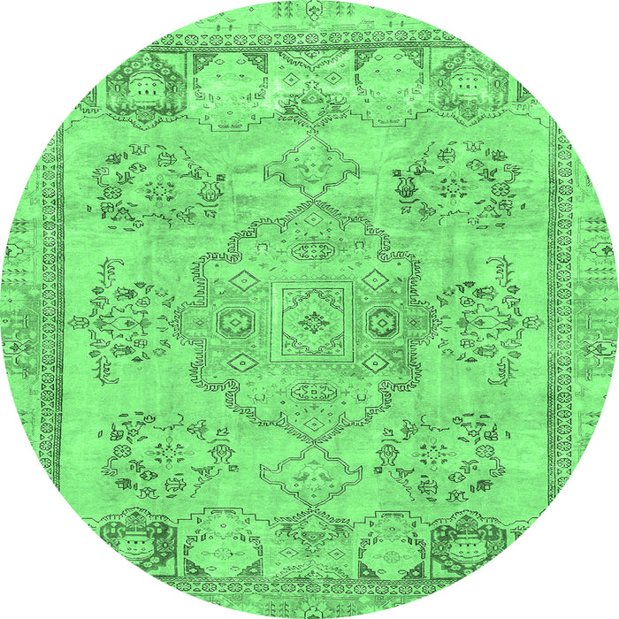Round Abstract Emerald Green Modern Rug, abs2167emgrn