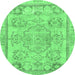 Round Abstract Emerald Green Modern Rug, abs2167emgrn