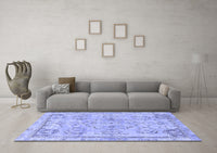 Machine Washable Abstract Blue Modern Rug, wshabs2167blu