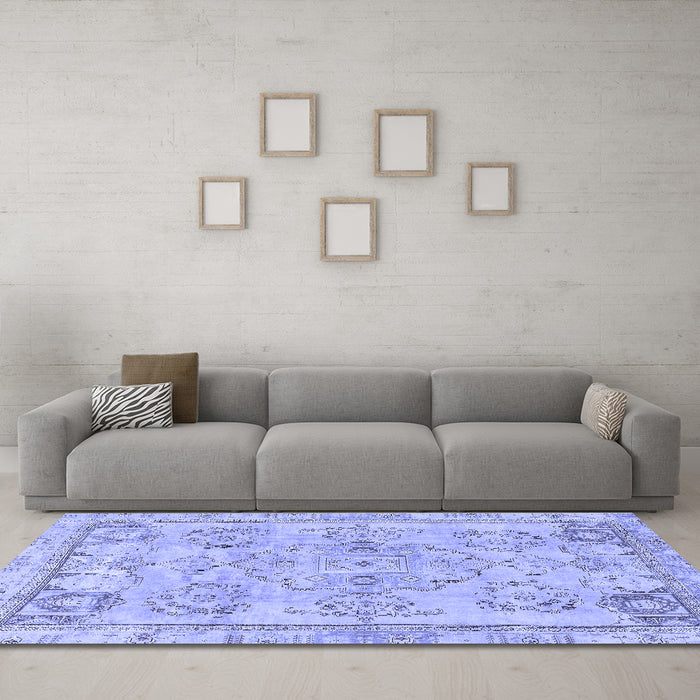 Machine Washable Abstract Blue Modern Rug in a Living Room, wshabs2167blu