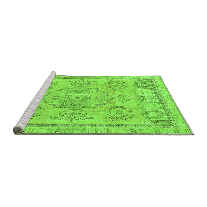 Sideview of Machine Washable Abstract Green Modern Area Rugs, wshabs2167grn