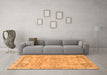 Machine Washable Abstract Orange Modern Area Rugs in a Living Room, wshabs2167org