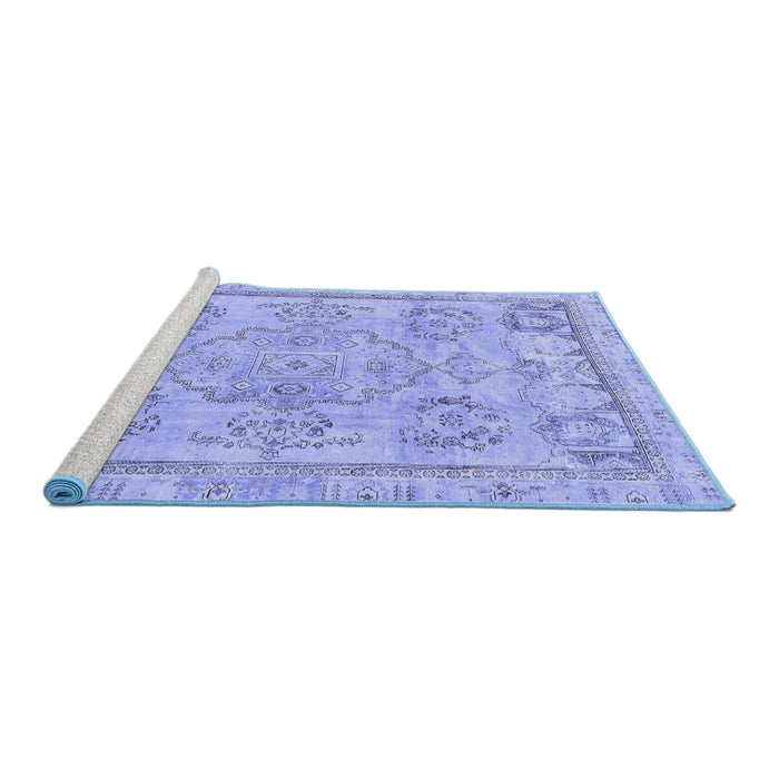 Sideview of Machine Washable Abstract Blue Modern Rug, wshabs2167blu