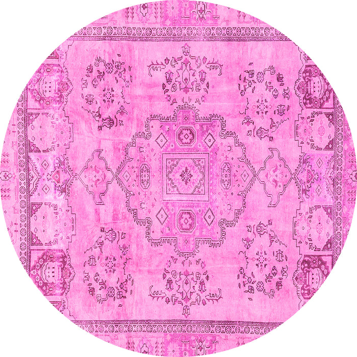 Round Machine Washable Abstract Pink Modern Rug, wshabs2167pnk