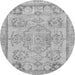 Round Abstract Gray Modern Rug, abs2167gry