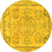 Round Abstract Yellow Modern Rug, abs2167yw