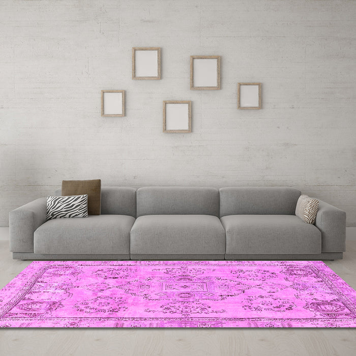 Machine Washable Abstract Purple Modern Area Rugs in a Living Room, wshabs2167pur