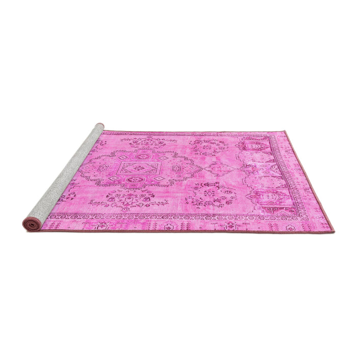 Sideview of Machine Washable Abstract Pink Modern Rug, wshabs2167pnk