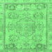 Square Machine Washable Abstract Emerald Green Modern Area Rugs, wshabs2167emgrn