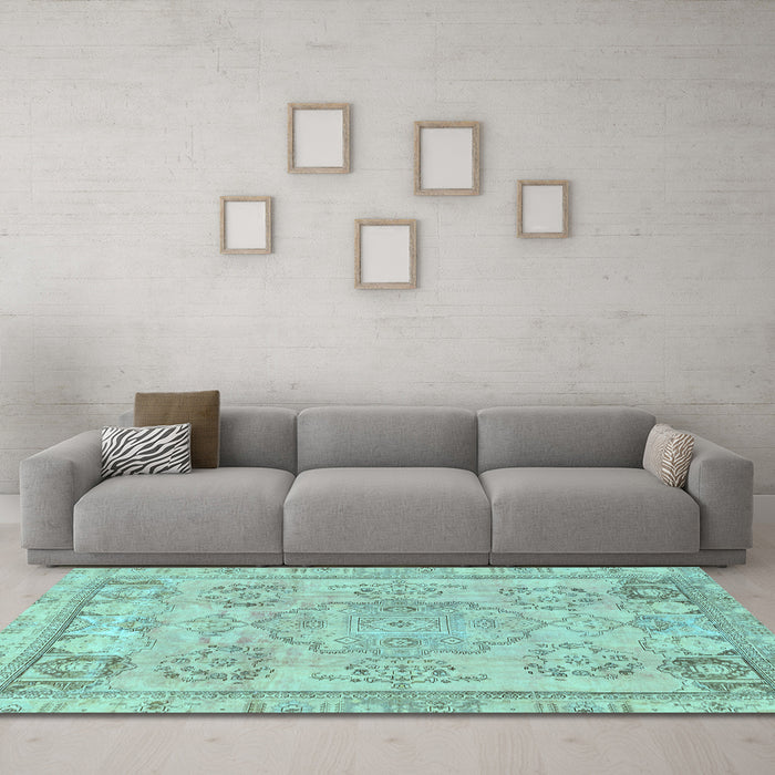 Machine Washable Abstract Light Blue Modern Rug in a Living Room, wshabs2167lblu