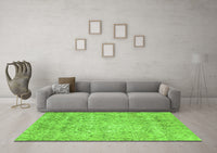 Machine Washable Abstract Green Modern Rug, wshabs2168grn