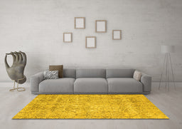 Machine Washable Abstract Yellow Modern Rug in a Living Room, wshabs2168yw