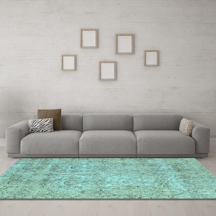 Machine Washable Abstract Light Blue Modern Rug in a Living Room, wshabs2168lblu