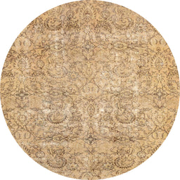 Round Abstract Bronze Brown Modern Rug, abs2168