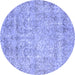 Round Machine Washable Abstract Blue Modern Rug, wshabs2168blu