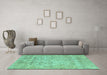 Machine Washable Abstract Turquoise Modern Area Rugs in a Living Room,, wshabs2168turq