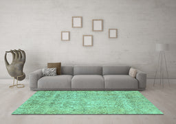 Machine Washable Abstract Turquoise Modern Area Rugs in a Living Room,, wshabs2168turq