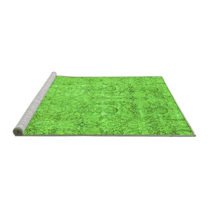 Sideview of Machine Washable Abstract Green Modern Area Rugs, wshabs2168grn
