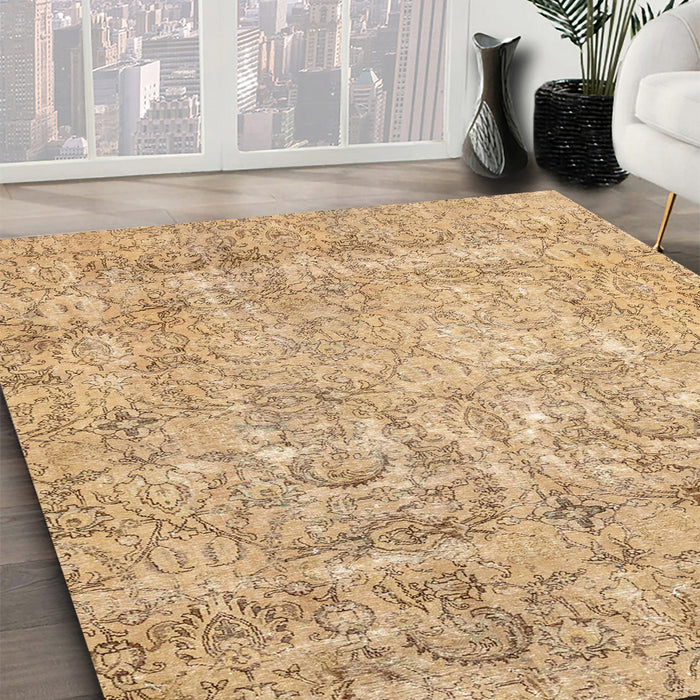 Abstract Bronze Brown Modern Rug in Family Room, abs2168