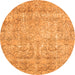 Round Machine Washable Abstract Orange Modern Area Rugs, wshabs2168org