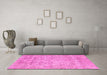 Machine Washable Abstract Pink Modern Rug in a Living Room, wshabs2168pnk