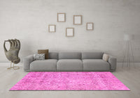 Machine Washable Abstract Pink Modern Rug, wshabs2168pnk