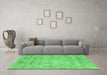 Machine Washable Abstract Emerald Green Modern Area Rugs in a Living Room,, wshabs2168emgrn