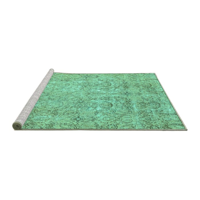 Sideview of Machine Washable Abstract Turquoise Modern Area Rugs, wshabs2168turq