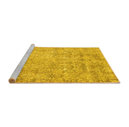Sideview of Machine Washable Abstract Yellow Modern Rug, wshabs2168yw
