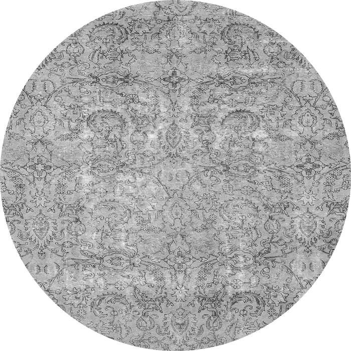Round Machine Washable Abstract Gray Modern Rug, wshabs2168gry