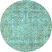 Round Abstract Light Blue Modern Rug, abs2168lblu