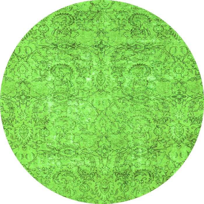 Round Machine Washable Abstract Green Modern Area Rugs, wshabs2168grn