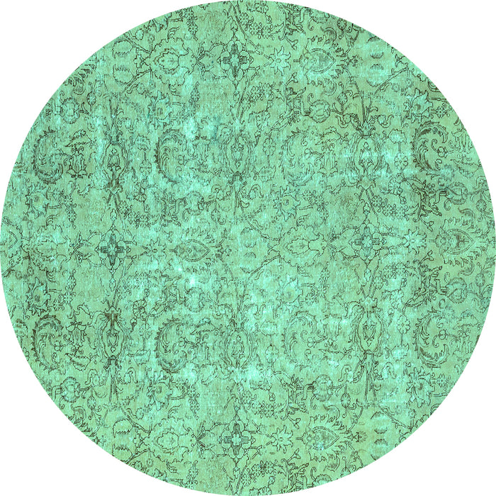 Round Abstract Turquoise Modern Rug, abs2168turq