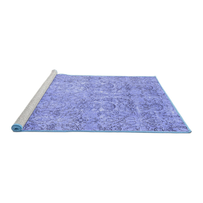 Sideview of Machine Washable Abstract Blue Modern Rug, wshabs2168blu