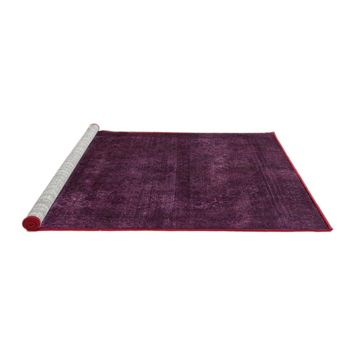 Sideview of Machine Washable Abstract Plum Purple Rug, wshabs2169