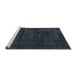 Sideview of Machine Washable Abstract Turquoise Modern Area Rugs, wshabs2169turq