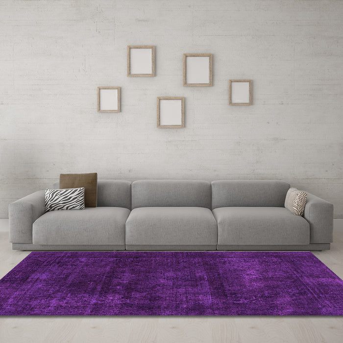 Machine Washable Abstract Purple Modern Area Rugs in a Living Room, wshabs2169pur
