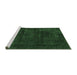 Sideview of Machine Washable Abstract Emerald Green Modern Area Rugs, wshabs2169emgrn