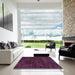 Square Abstract Plum Purple Modern Rug in a Living Room, abs2169