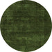 Round Machine Washable Abstract Green Modern Area Rugs, wshabs2169grn