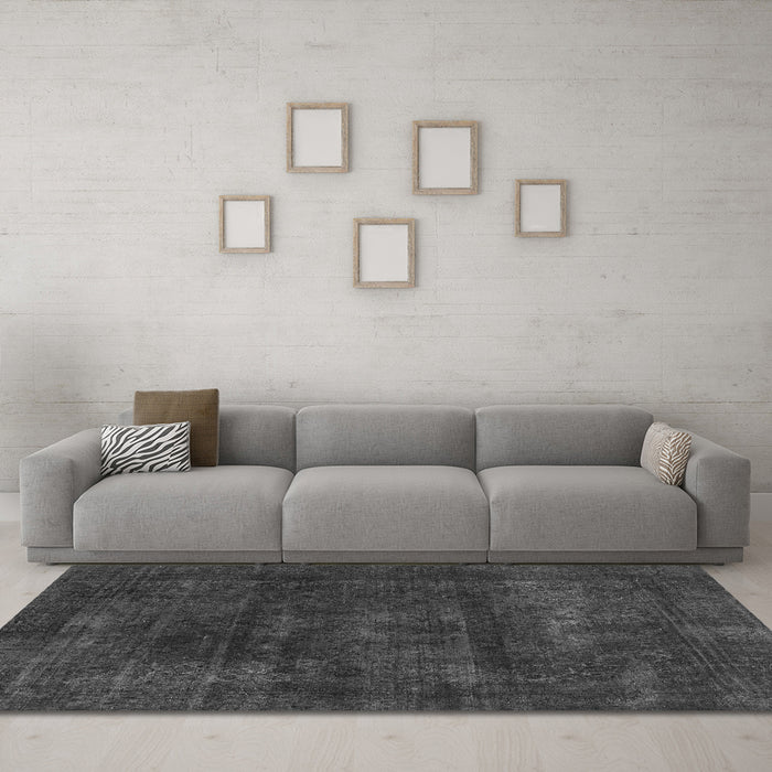 Machine Washable Abstract Gray Modern Rug in a Living Room,, wshabs2169gry