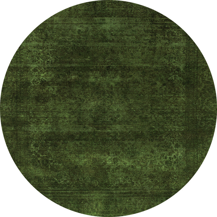 Round Abstract Green Modern Rug, abs2169grn