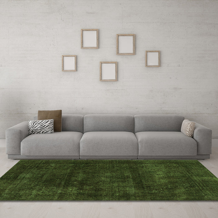 Machine Washable Abstract Green Modern Area Rugs in a Living Room,, wshabs2169grn