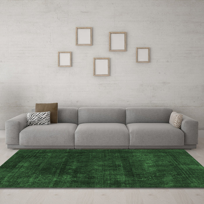 Machine Washable Abstract Emerald Green Modern Area Rugs in a Living Room,, wshabs2169emgrn