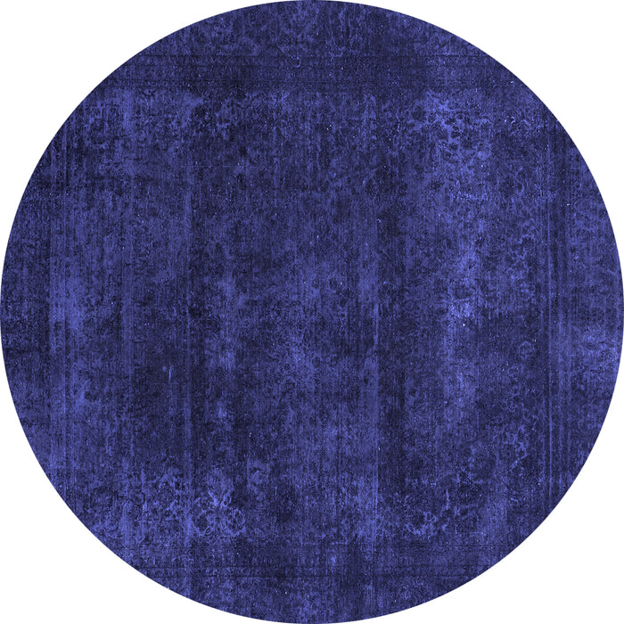 Round Machine Washable Abstract Blue Modern Rug, wshabs2169blu