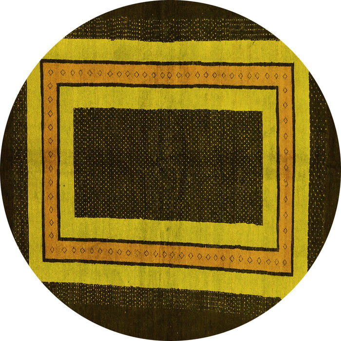 Round Abstract Yellow Modern Rug, abs216yw